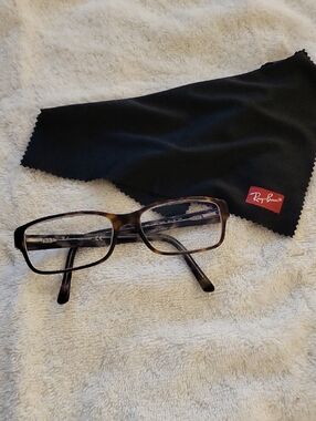 Ray-Ban Tortoiseshell Rectangular Eyeglasses Frames Only  with Black Cloth